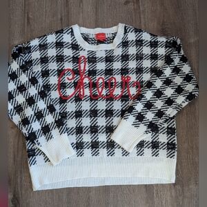 Joyland Women's Black and White Plaid Sweater